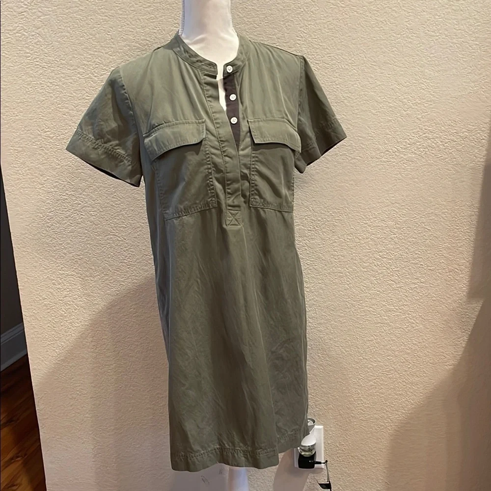 Chic J Crew Olive Green Short-Sleeve Dress